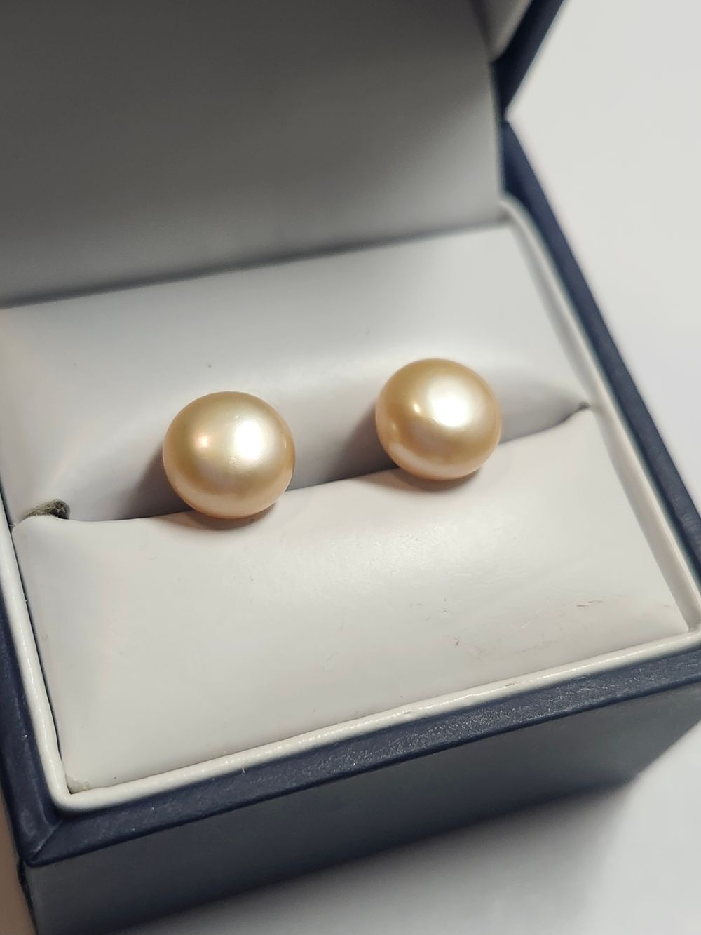 925 Imperial Pearl Syndicate Cultured Pearl Stud Earrings Sterling Peachy Gold